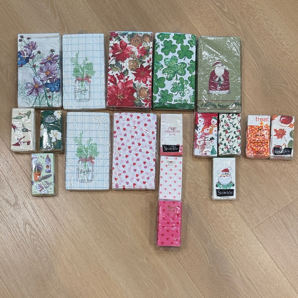 Assorted Decorative Paper Napkins/tissues - Floral, Holiday & Hearts